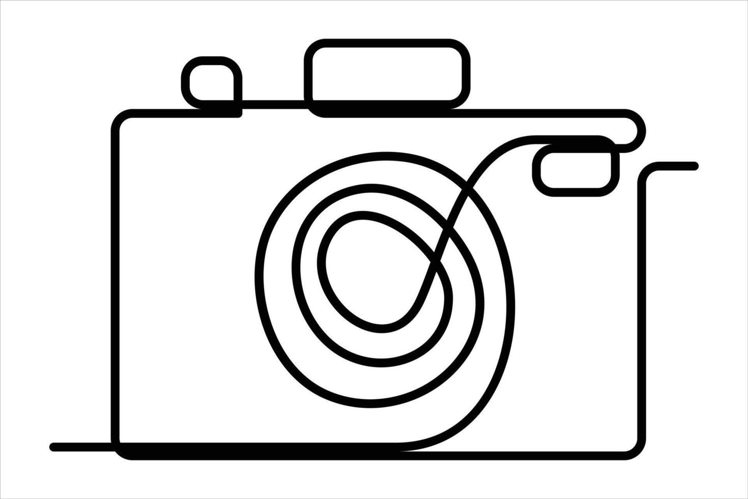 continuous single line drawing Line art of retro photo camera icon illustration vector