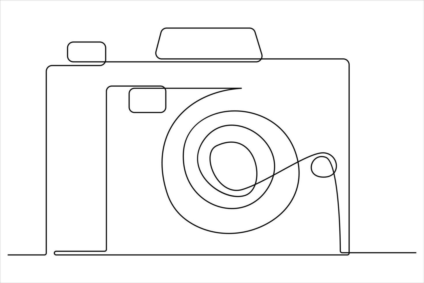 continuous single line drawing Line art of retro photo camera icon illustration vector