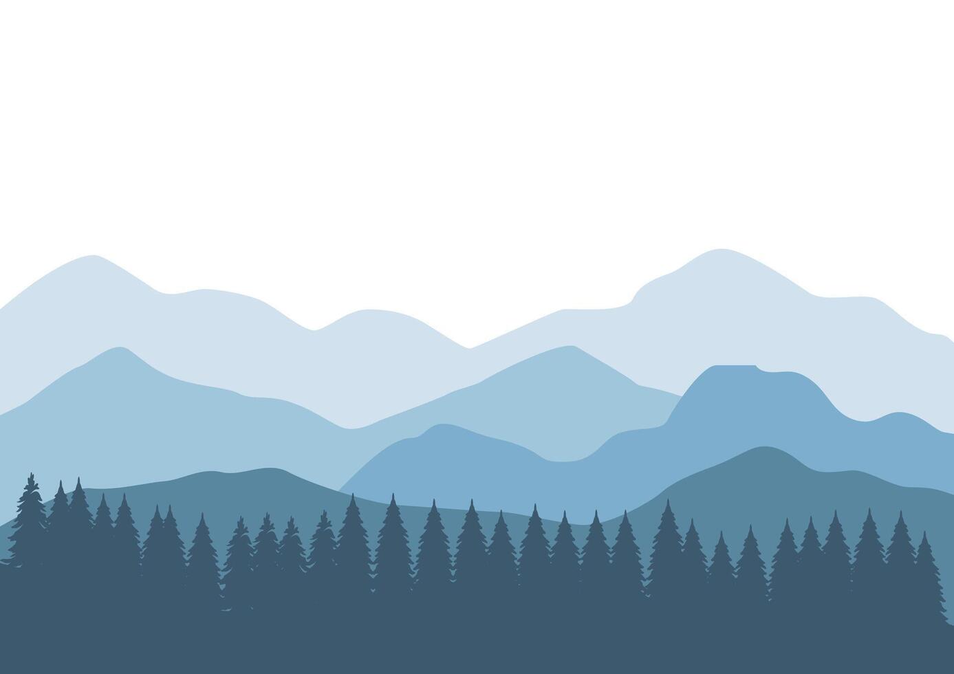 Mountains and pine forest. Illustration in flat style. vector