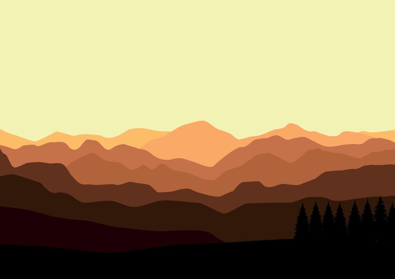 Landscape with mountains. Illustration in flat style. vector