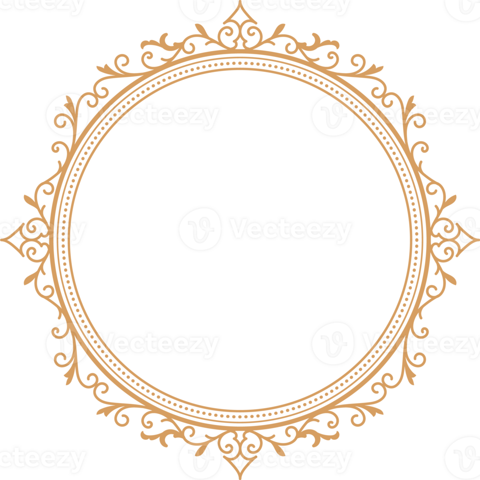 Circle Vintage Frame Round Flourish Border label png