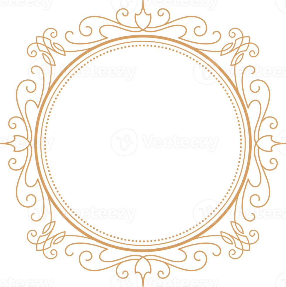 Circle Vintage Frame Round Flourish Border label png