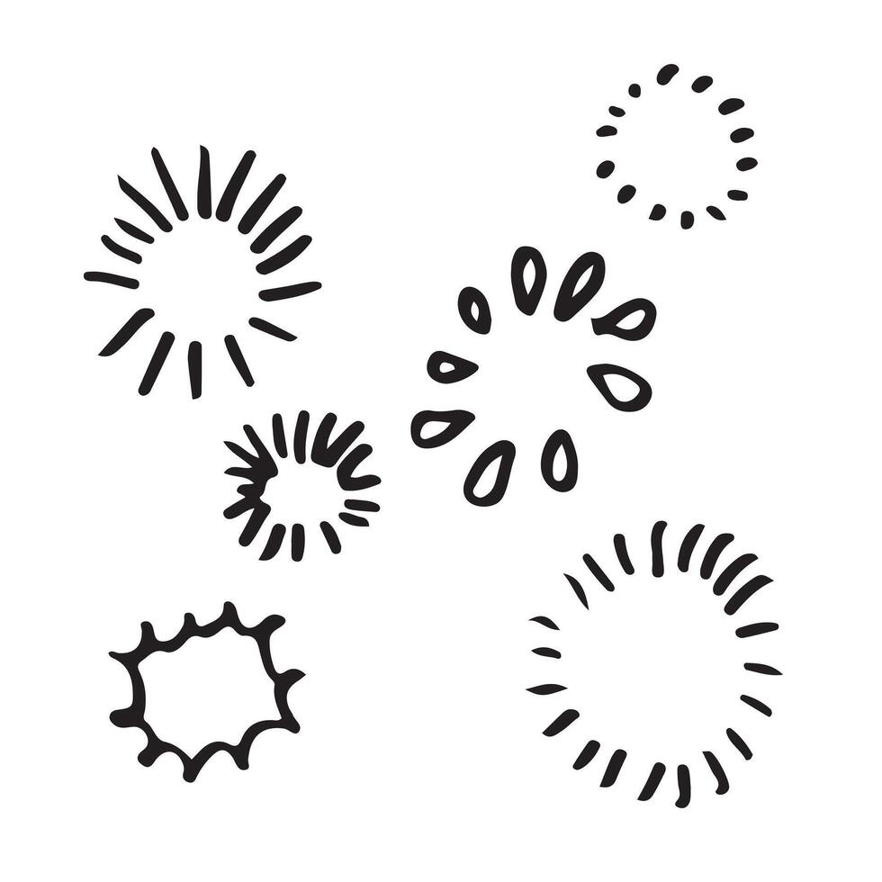 set of doodle firework isolated on white background hand drawn from firework.design elements. vector
