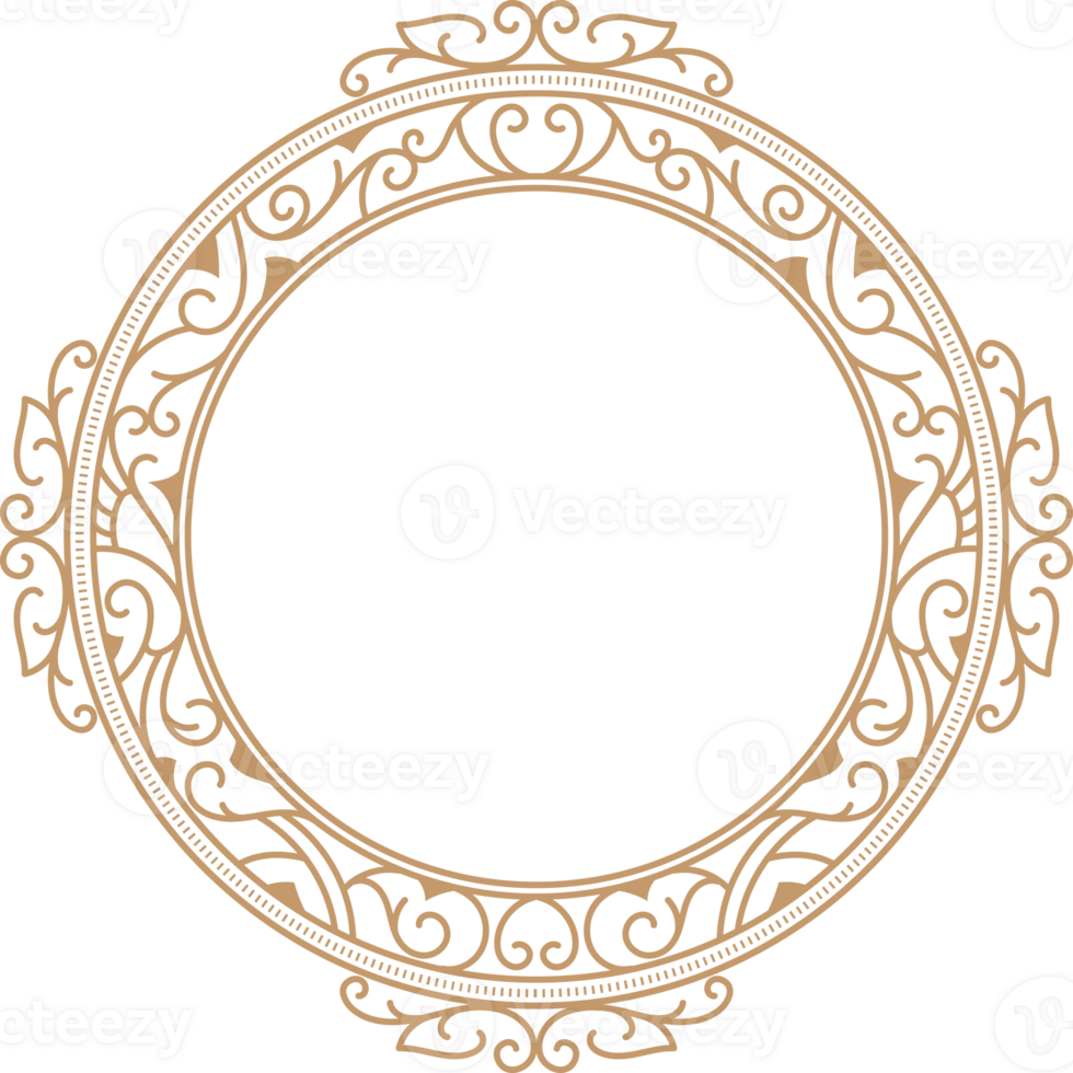 Circle Vintage Frame Round Flourish Border label png