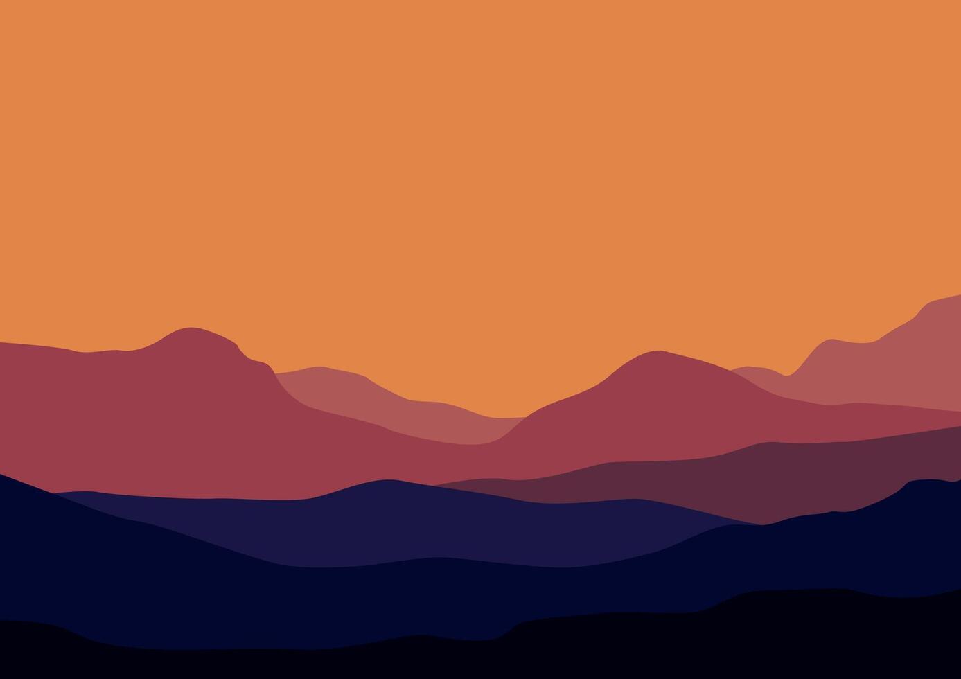 Landscape with mountains. Illustration in flat style. vector