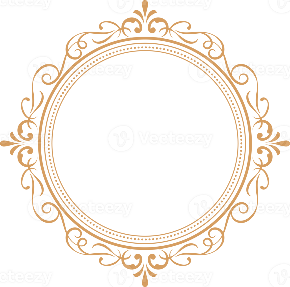 Circle Vintage Frame Round Flourish Border label png