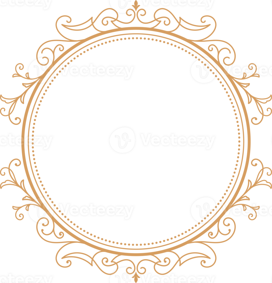 Circle Vintage Frame Round Flourish Border label png