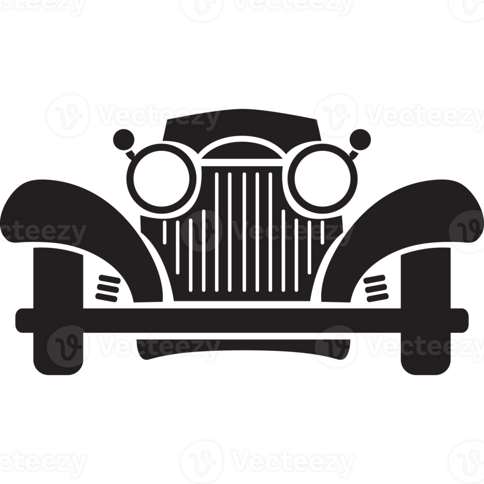 Vintage retro car front view png