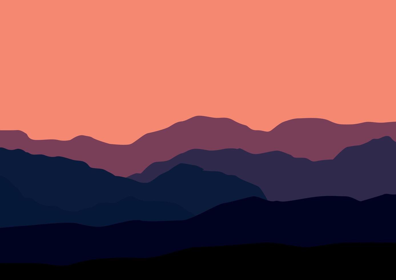 Landscape with mountains. Illustration in flat style. vector