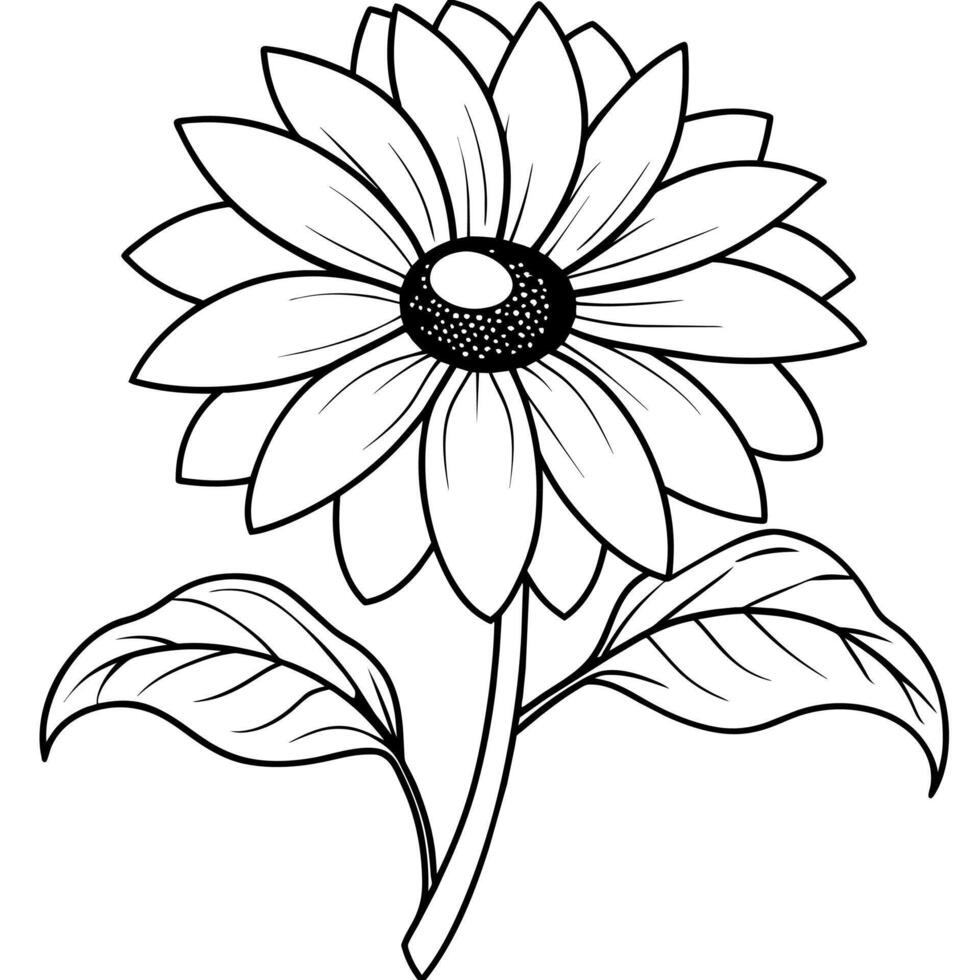 Black Eyed Susan flower outline illustration coloring book page design, Azalea flower black and white line art drawing coloring book pages for children and adults vector