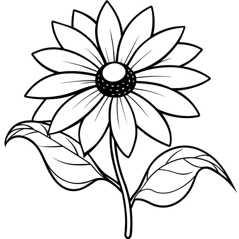 Black Eyed Susan flower outline illustration coloring book page design, Azalea flower black and white line art drawing coloring book pages for children and adults vector