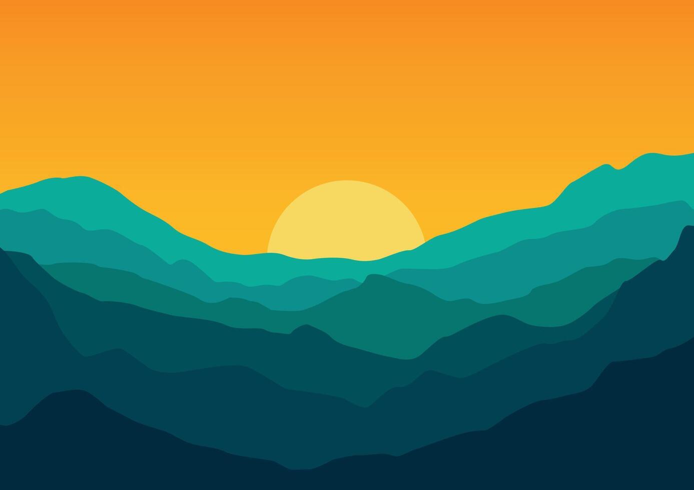 Beautiful landscape with mountains. Illustration in flat style. vector