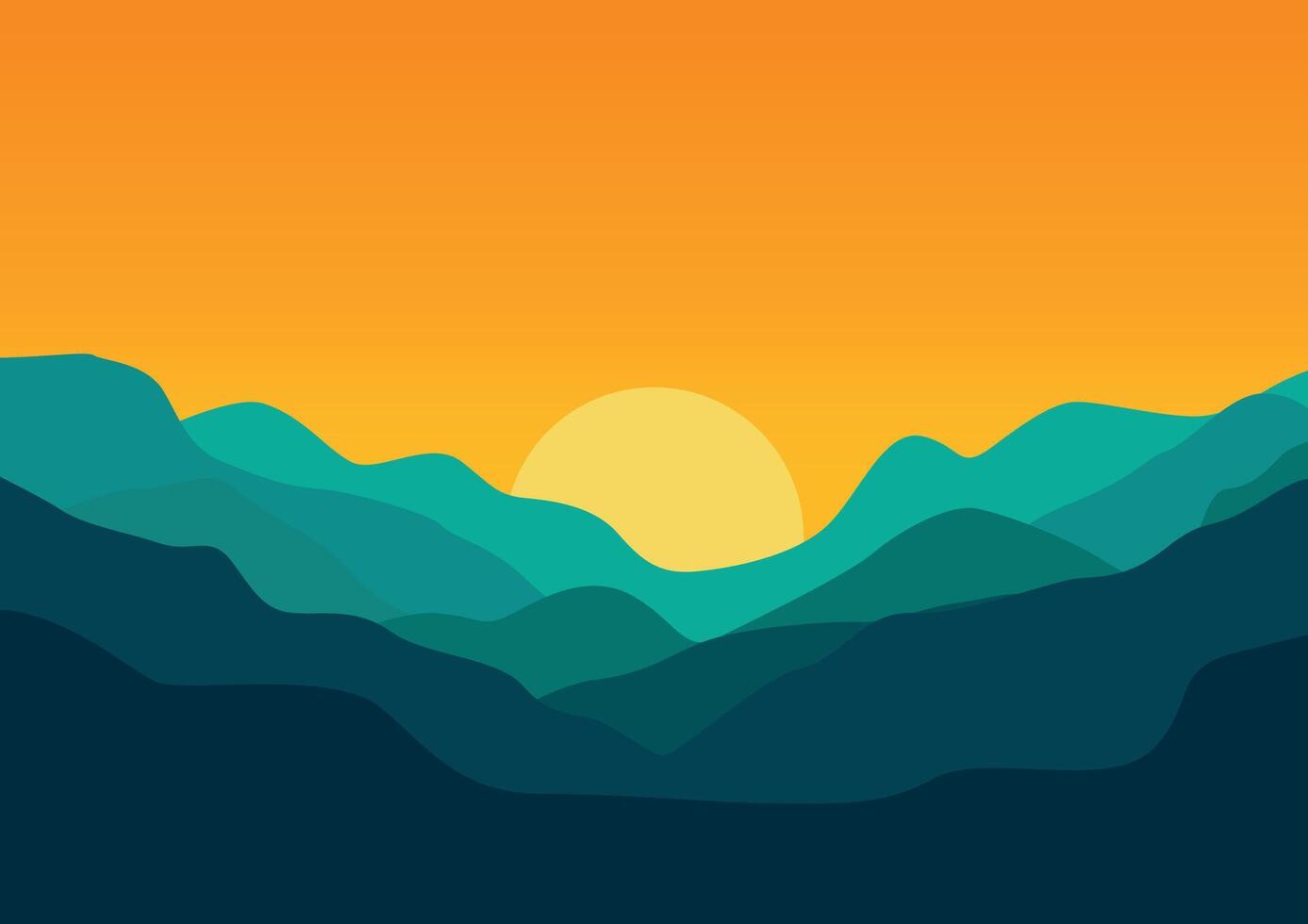 Beautiful landscape with mountains. Illustration in flat style. vector