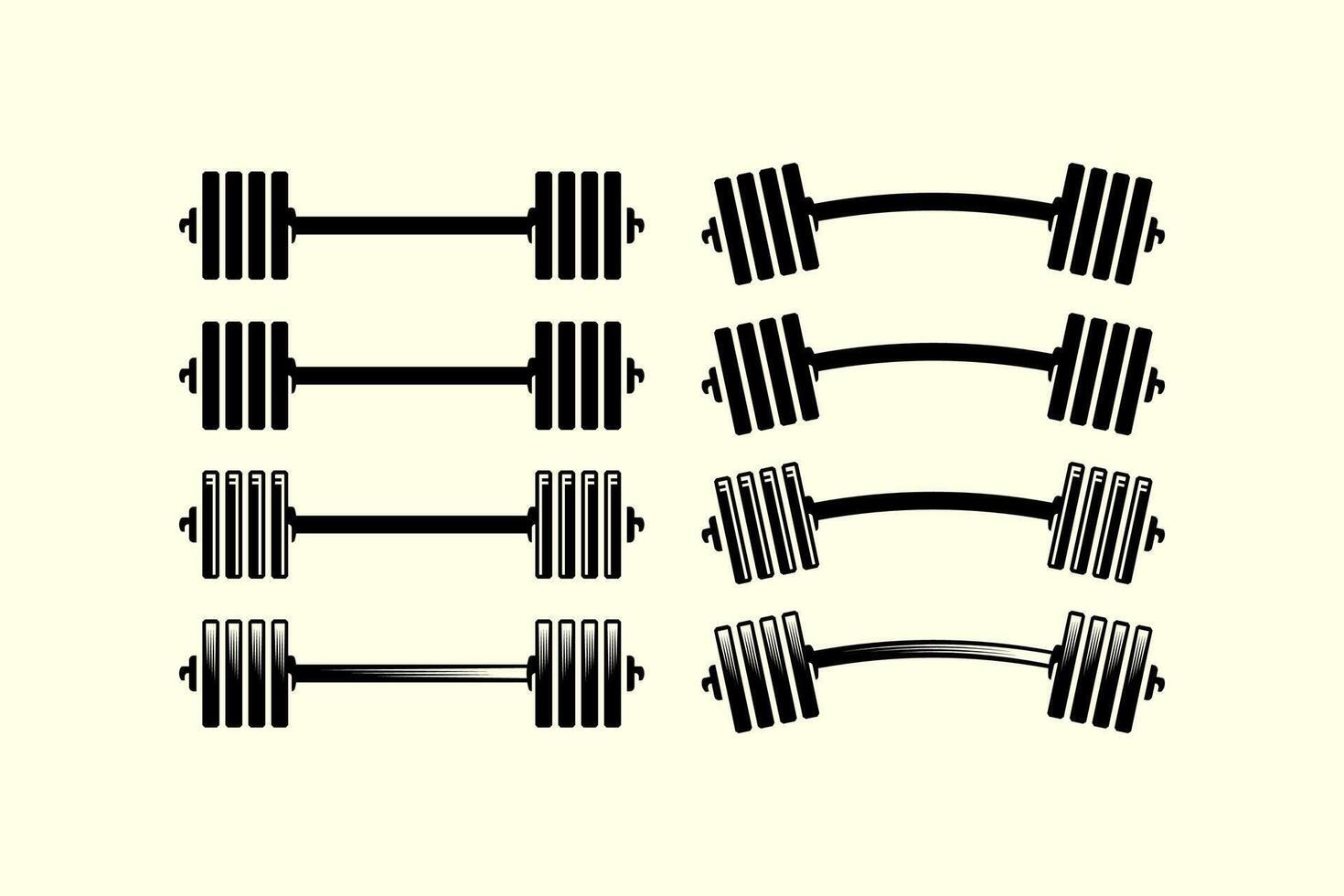 set of barbells logo design for bodybuilding, powerlifting, weightlifting, fitness and gym club vector