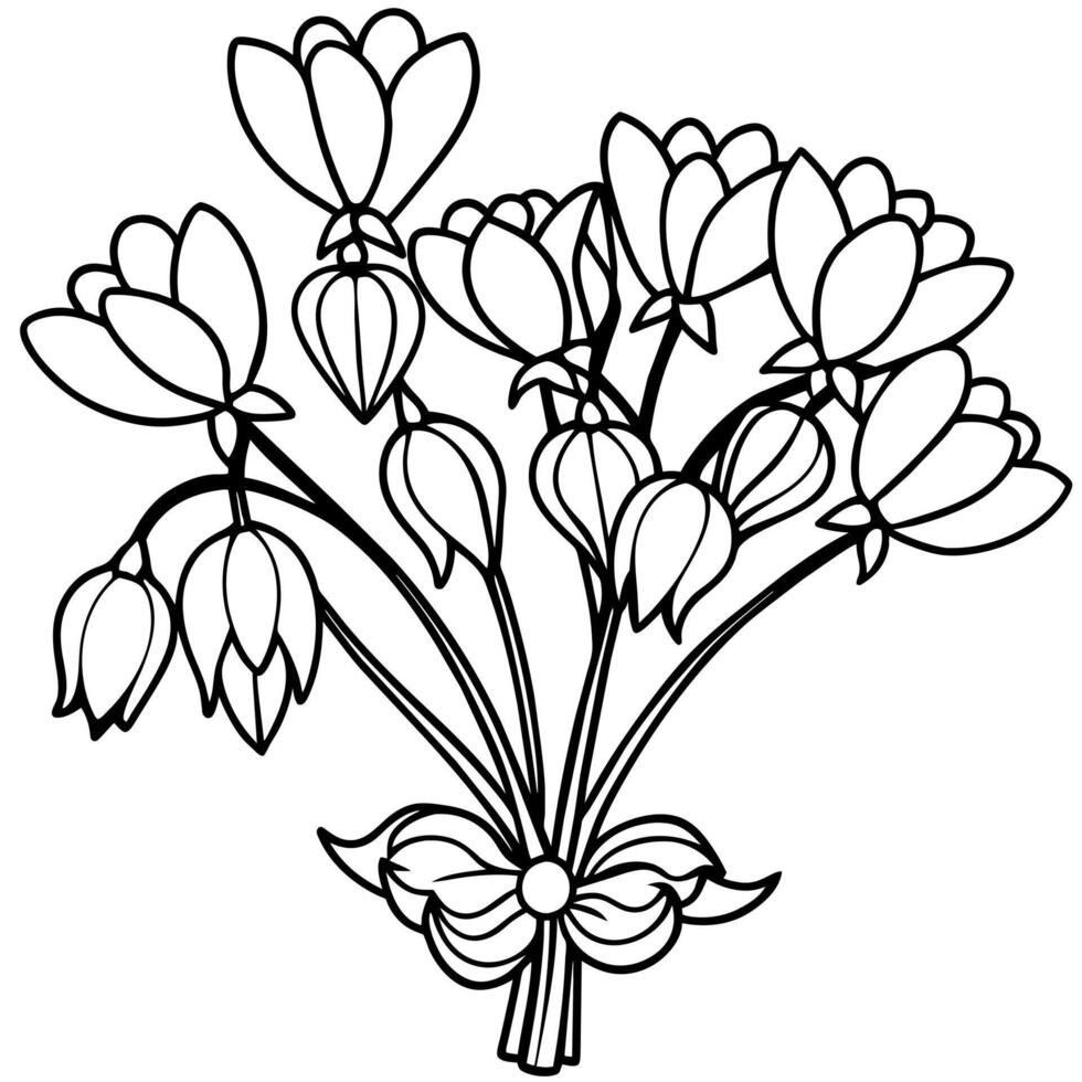 Bleeding Heart flower outline illustration coloring book page design, Bleeding Heart flower black and white line art drawing coloring book pages for children and adults vector