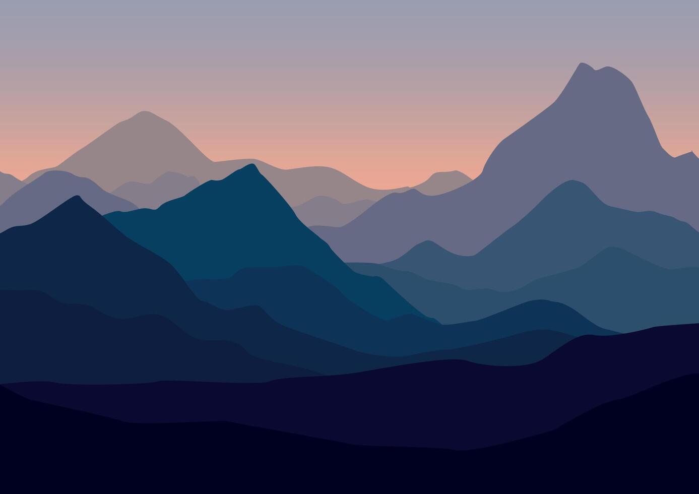 Landscape with mountains. Illustration in flat style. vector