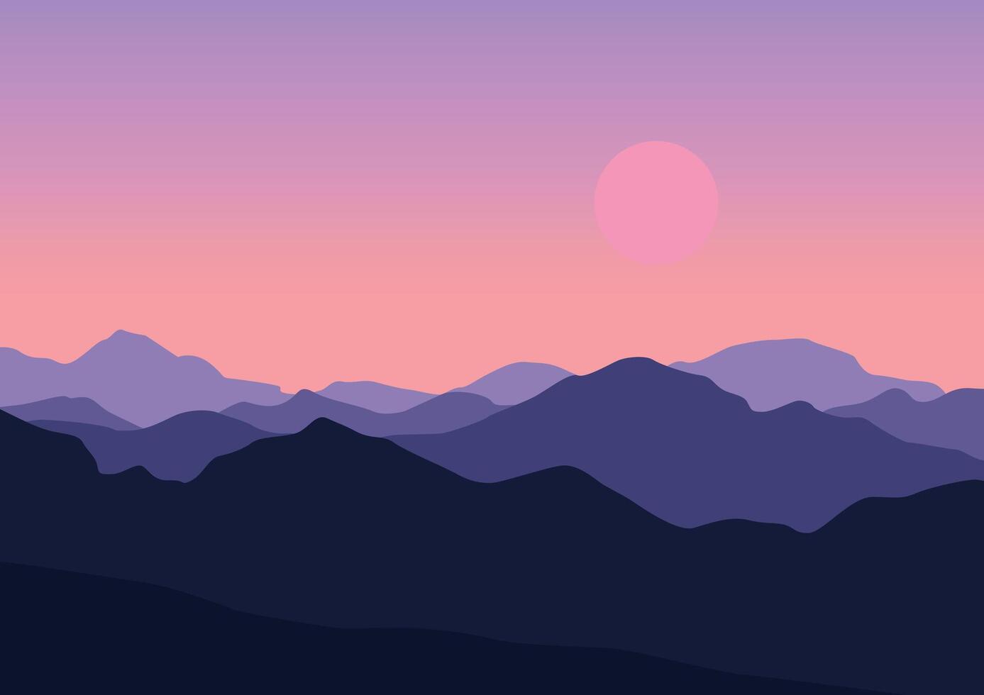 Landscape with mountains. Illustration in flat style. vector