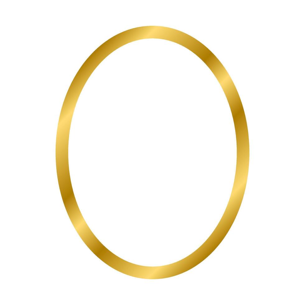 Gold shiny glowing vintage ellipse frame with shadows isolated on white background. Gold realistic square border. illustration vector