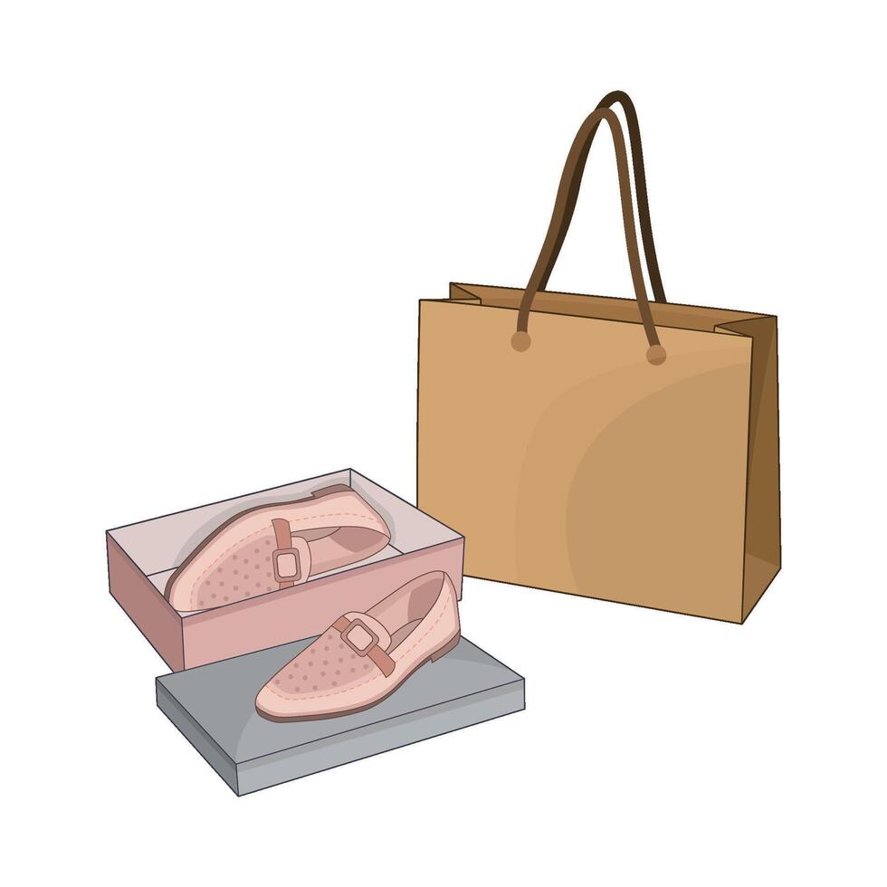 illustration of shopping bag with shoes vector