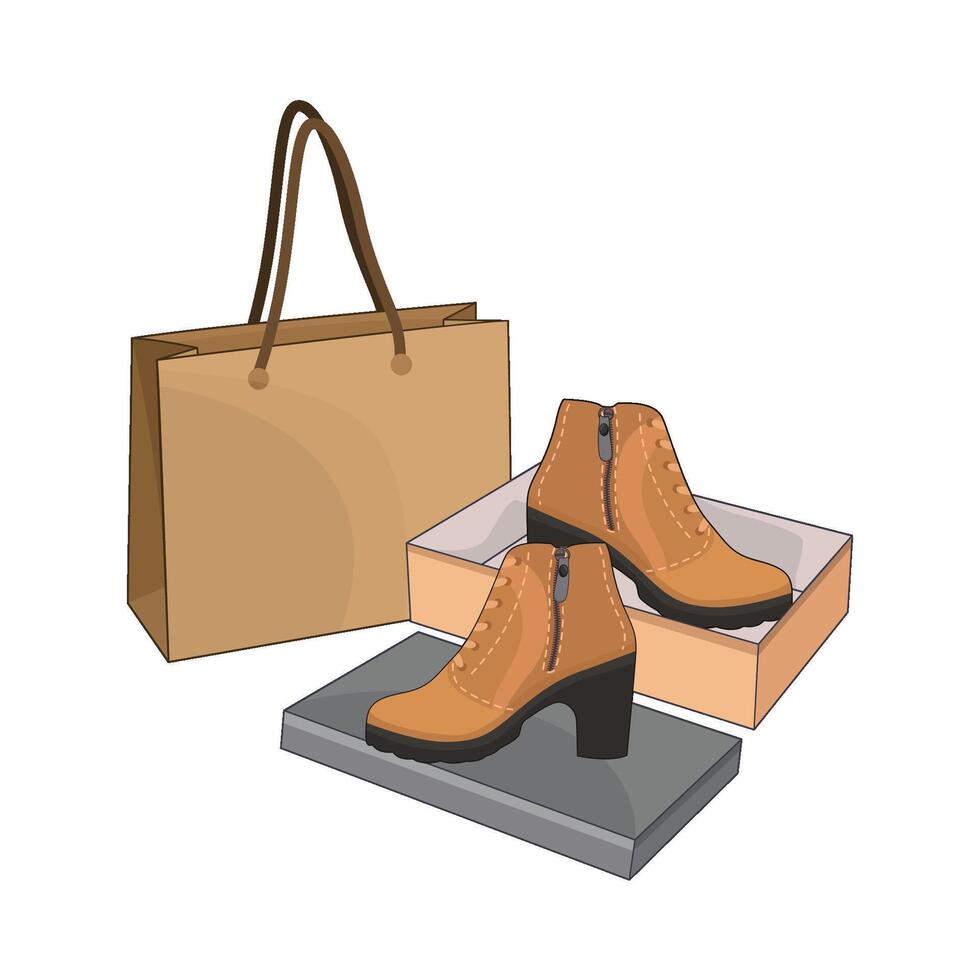 illustration of shopping bag with shoes vector