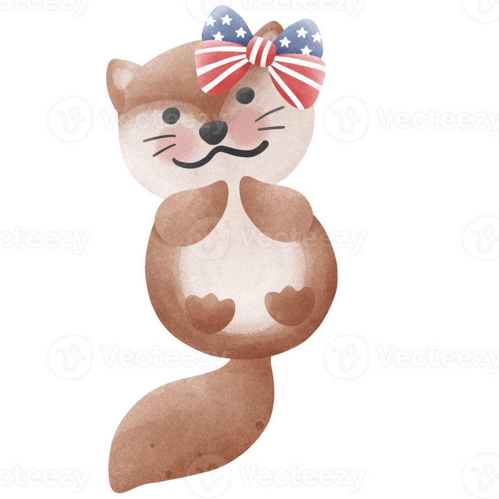 Otter with cute bow png