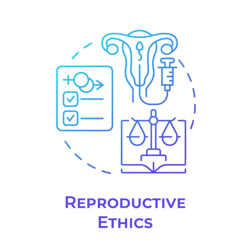 Reproductive ethics blue gradient concept icon. Fertility treatment. Informed consent. Medical law. Round shape line illustration. Abstract idea. Graphic design. Easy to use in presentation vector