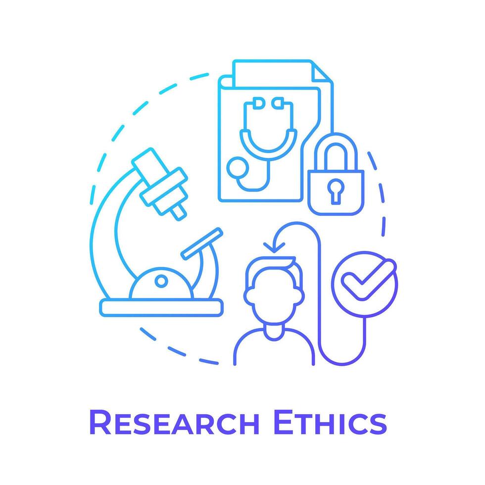 Research ethics blue gradient concept icon. Research participant rights. Confidentiality and security. Round shape line illustration. Abstract idea. Graphic design. Easy to use in presentation vector