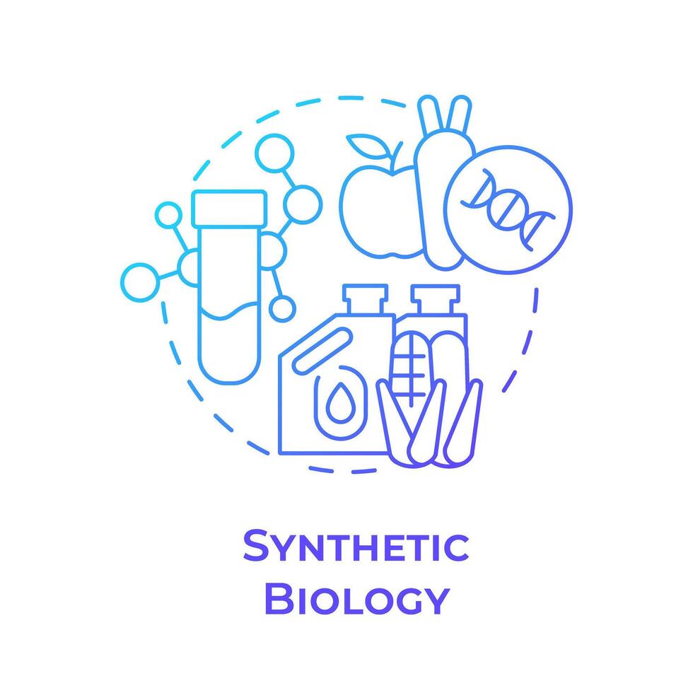 Synthetic biology blue gradient concept icon. Genetic engineering. Food science. Organic chemistry. Round shape line illustration. Abstract idea. Graphic design. Easy to use in presentation vector