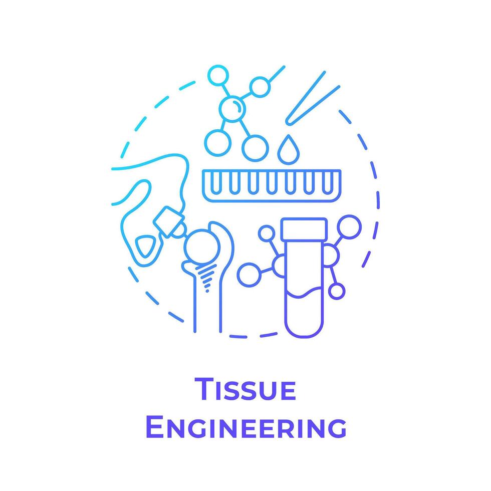 Tissue engineering blue gradient concept icon. Organ regeneration. Health technology. Biotechnology. Round shape line illustration. Abstract idea. Graphic design. Easy to use in presentation vector