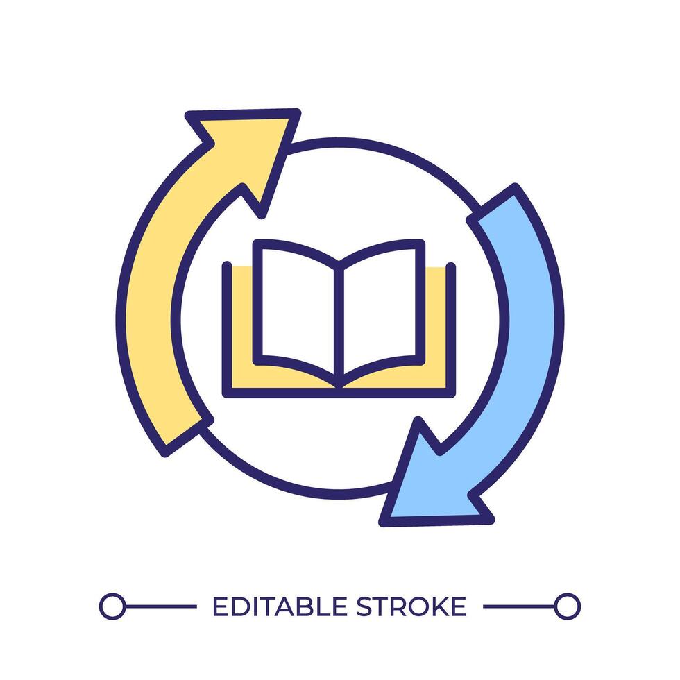 Book circulation RGB color icon. Literature collection organization. Library service management, availability. Isolated illustration. Simple filled line drawing. Editable stroke vector