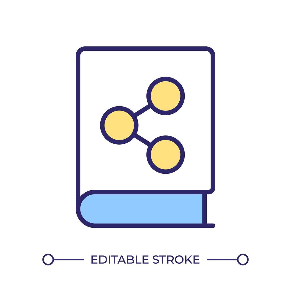 Book sharing RGB color icon. Reading culture, social network. Digital community service. E-book reading, education. Isolated illustration. Simple filled line drawing. Editable stroke vector