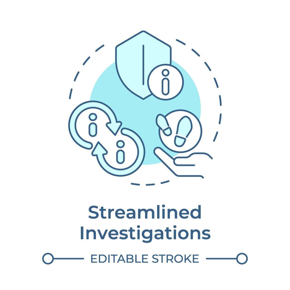 Streamlined investigations soft blue concept icon. Evidence management. Secure file sharing. Round shape line illustration. Abstract idea. Graphic design. Easy to use in infographic, presentation vector