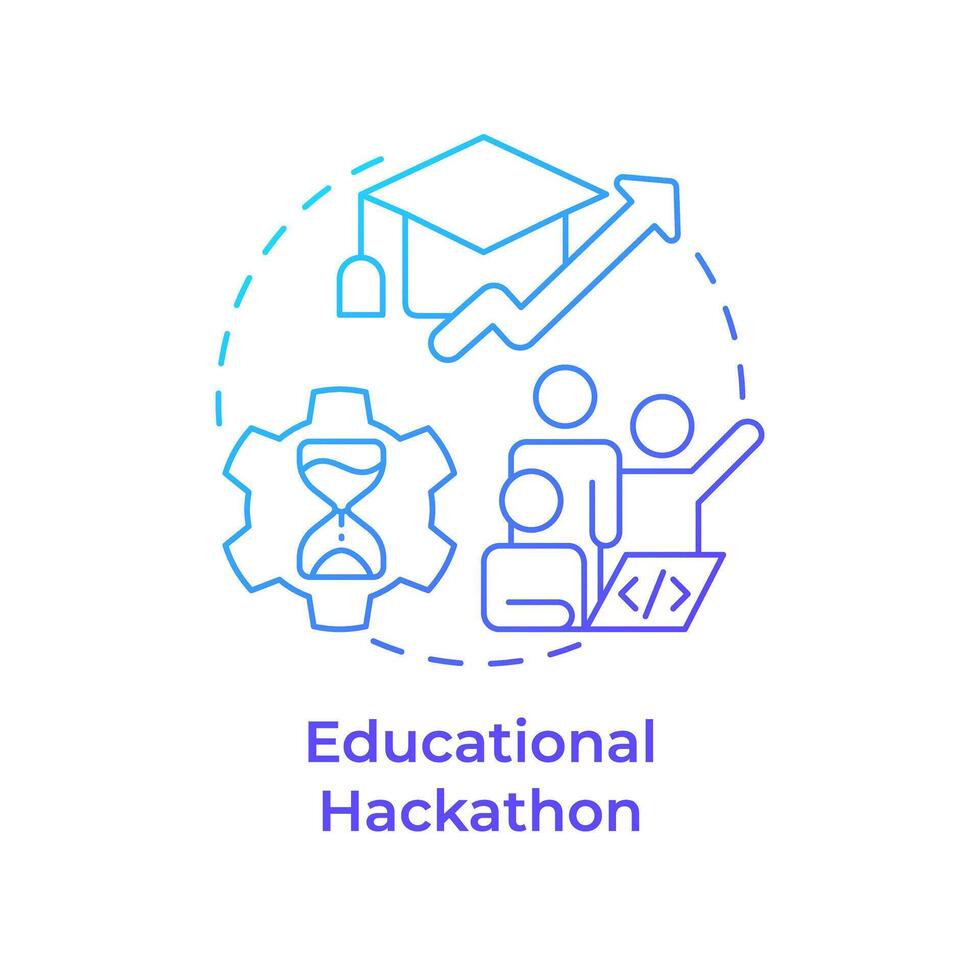 Educational hackathon blue gradient concept icon. Skill building, development. Students engagement. Round shape line illustration. Abstract idea. Graphic design. Easy to use in promotional materials vector