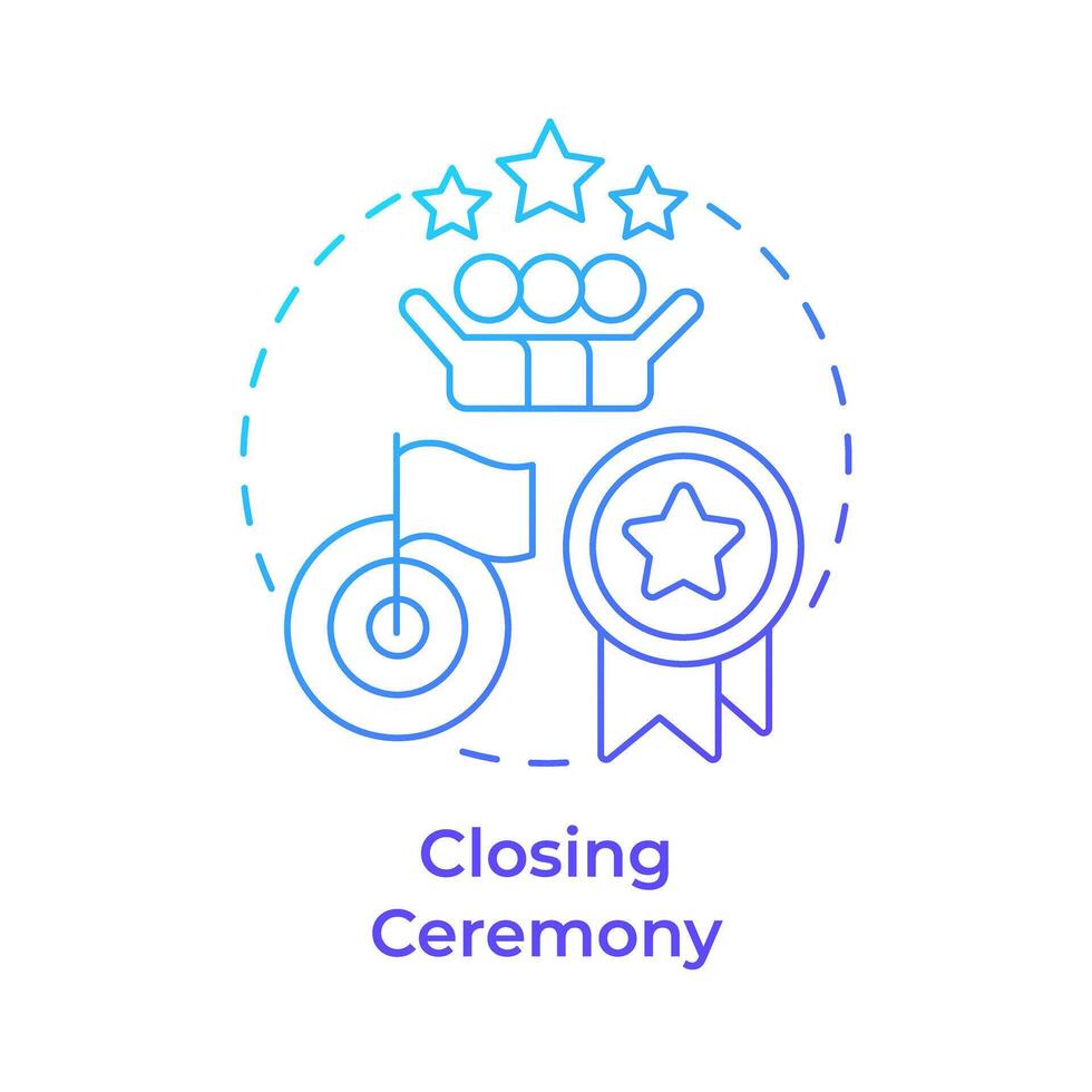 Closing ceremony blue gradient concept icon. Hackathon completion. Award ceremony. Winning team. Round shape line illustration. Abstract idea. Graphic design. Easy to use in promotional materials vector