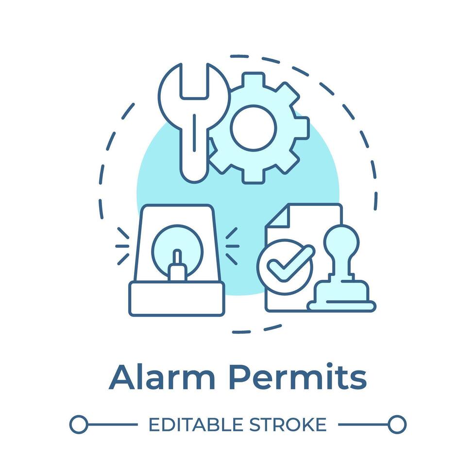 Alarm permits soft blue concept icon. Security system, threat detection. Incident prevention. Round shape line illustration. Abstract idea. Graphic design. Easy to use in infographic, presentation vector