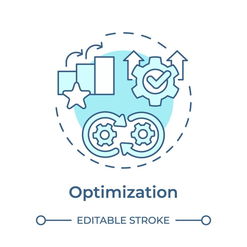 Business process management optimization soft blue concept icon. Process analysis, operational efficiency. Round shape line illustration. Abstract idea. Graphic design. Easy to use in infographic vector