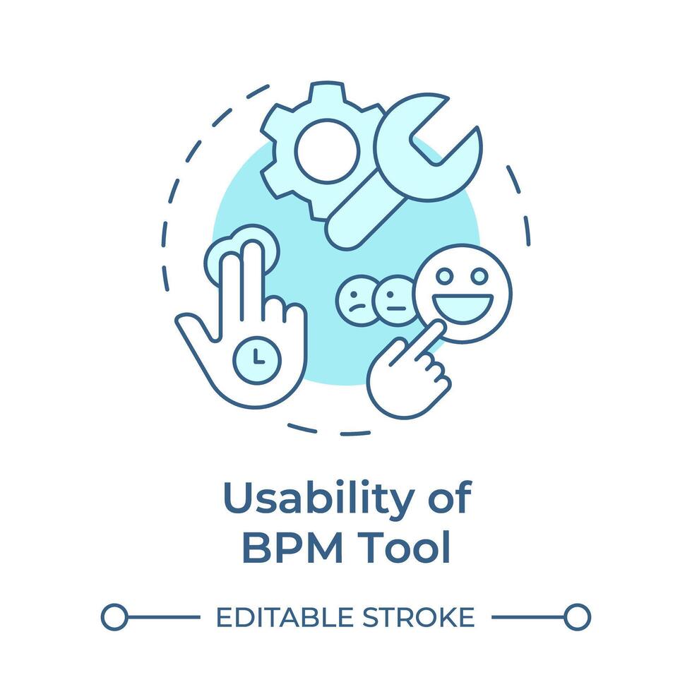 BPM tool usability soft blue concept icon. User experience, customer service. Productivity improve. Round shape line illustration. Abstract idea. Graphic design. Easy to use in infographic, article vector
