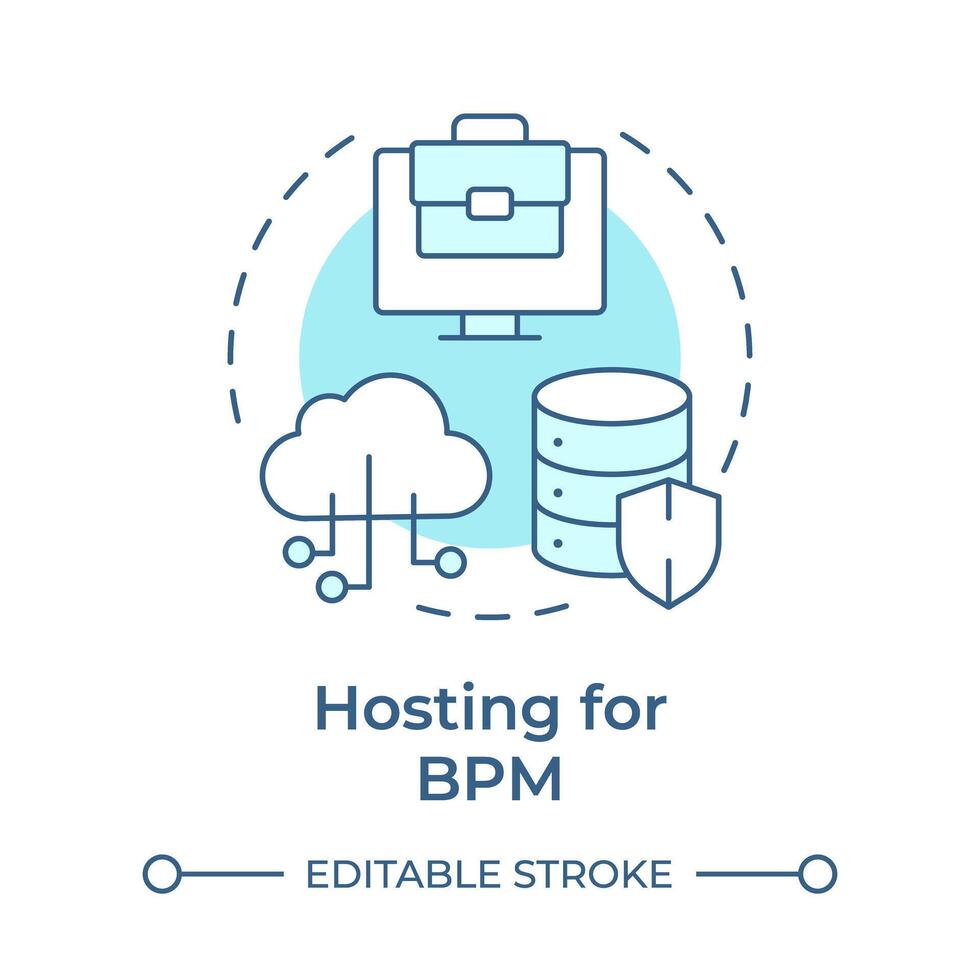 Hosting for BPM soft blue concept icon. Cloud computing security. Data encryption. Round shape line illustration. Abstract idea. Graphic design. Easy to use in infographic, article vector