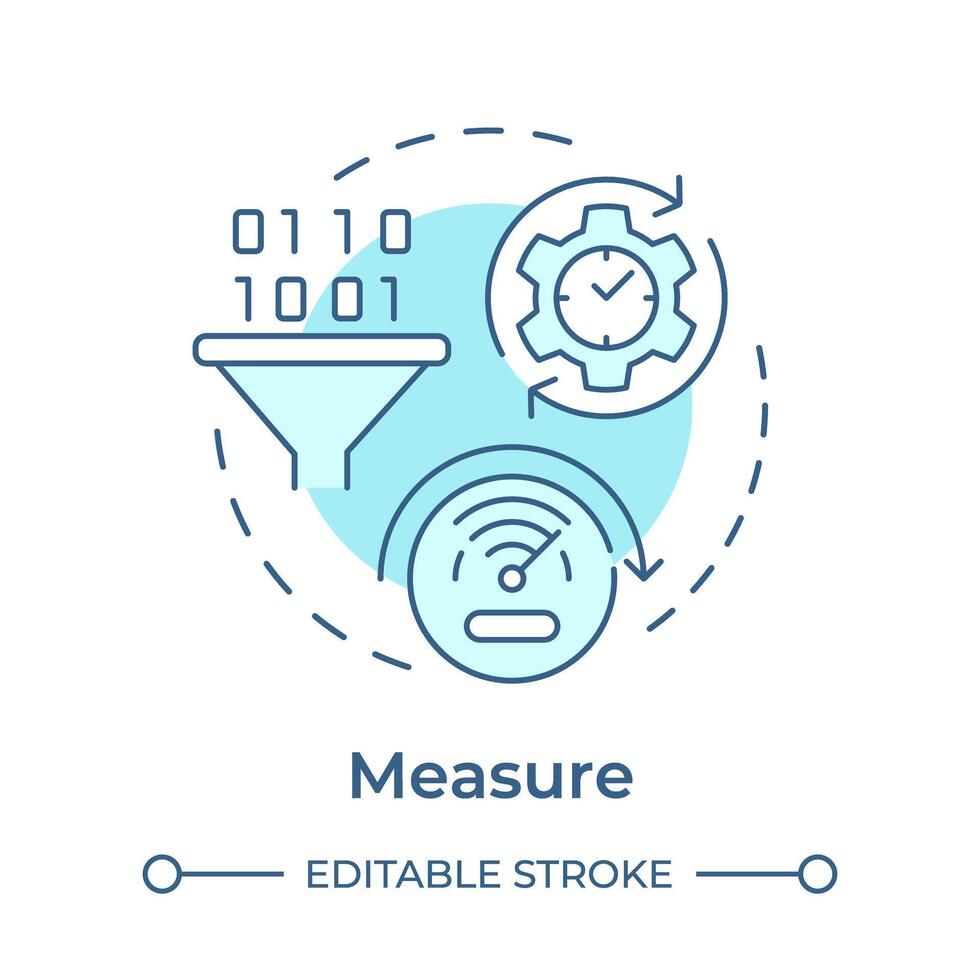 Sigma measure soft blue concept icon. Business control, quality management. Data driven. Round shape line illustration. Abstract idea. Graphic design. Easy to use in infographic, article vector
