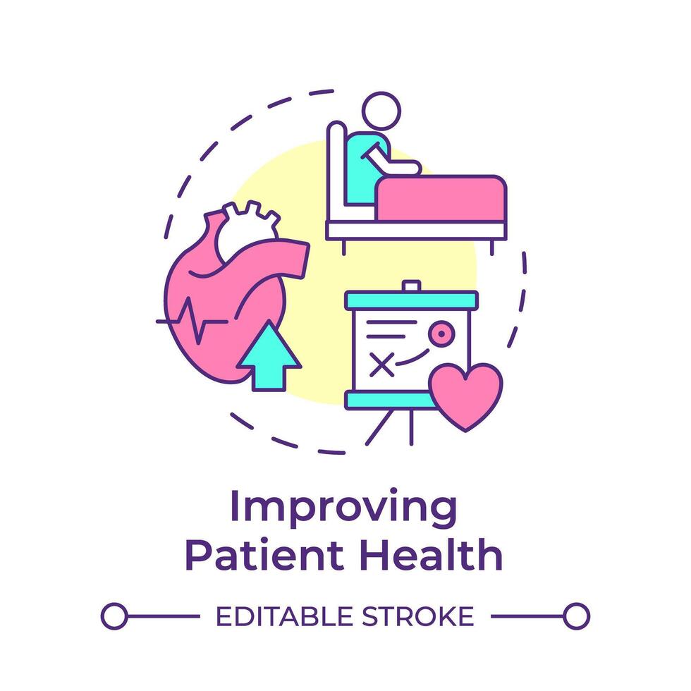 Improving patient health multi color concept icon. Pharmaceutical services, personalized medicine. Round shape line illustration. Abstract idea. Graphic design. Easy to use in infographic, article vector