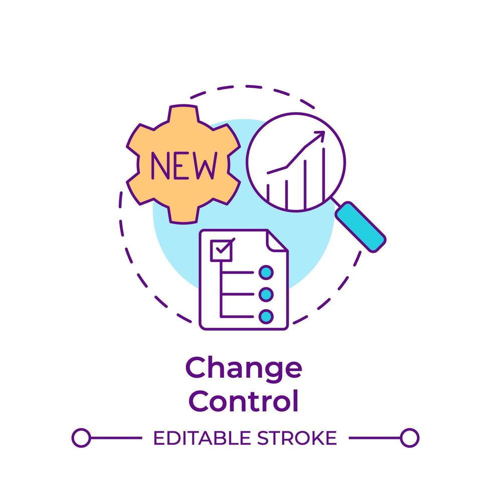 Change control multi color concept icon. Product development, process mapping. Round shape line illustration. Abstract idea. Graphic design. Easy to use in infographic, presentation vector