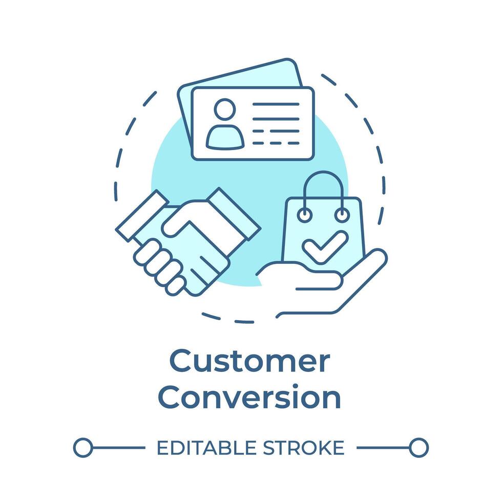 Customer conversion soft blue concept icon. CRM features, business intelligence. Round shape line illustration. Abstract idea. Graphic design. Easy to use in infographic, presentation vector