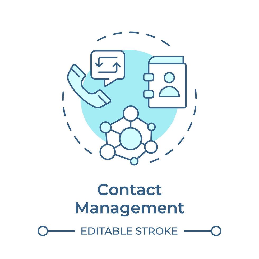 Contact management soft blue concept icon. Email tracking, customer service. Client satisfaction. Round shape line illustration. Abstract idea. Graphic design. Easy to use in infographic, presentation vector