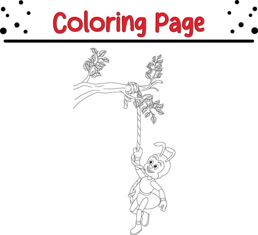 ant coloring page. Bugs and insect coloring book for children vector
