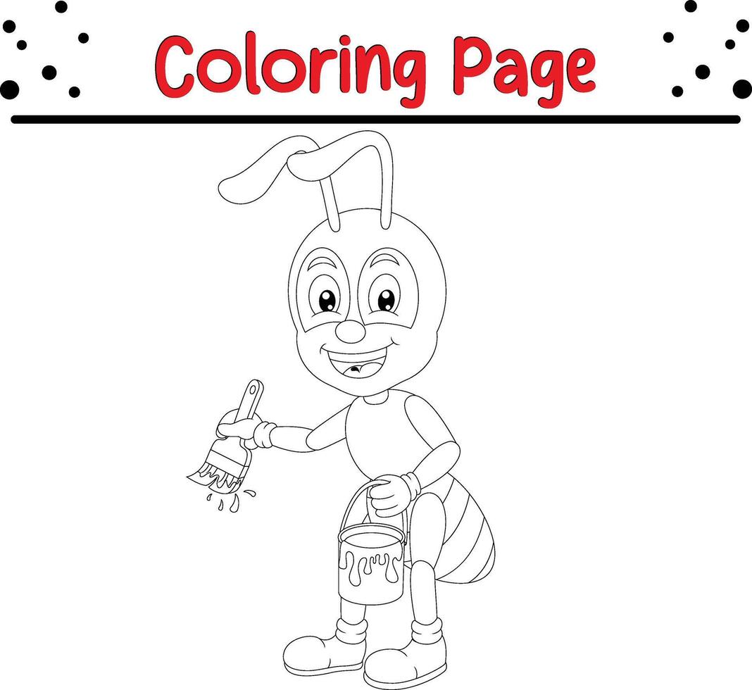 hormiga colorante página. loco y insecto colorante libro para niños vector