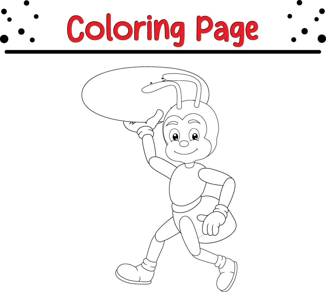 ant coloring page. Bugs and insect coloring book for children vector