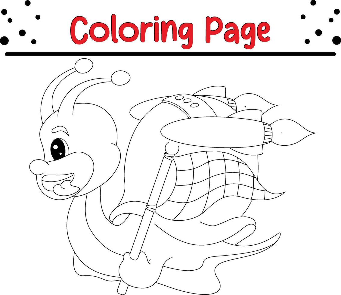 snail coloring page. Bugs and insect coloring book for children vector