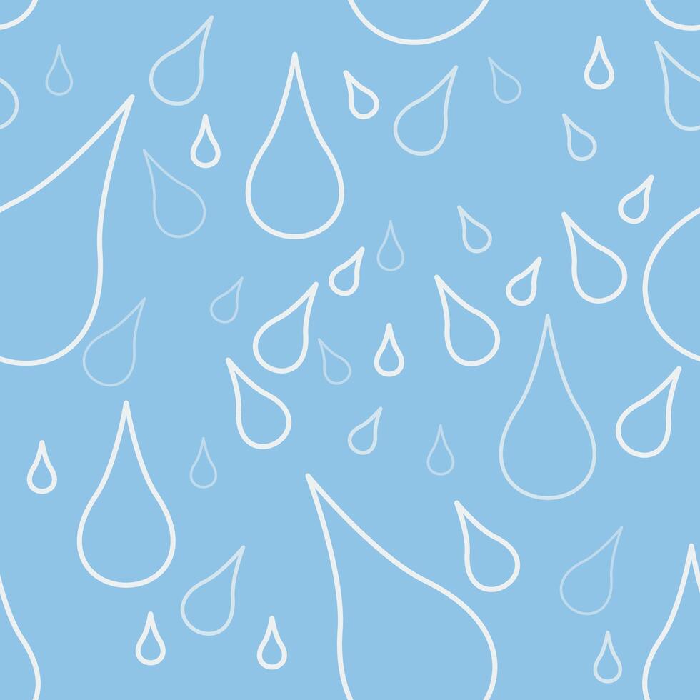 Editable Outline Style Water Drop Vectorized Illustration Seamless Pattern for Creating Background of Weather or Climate Themed Design vector