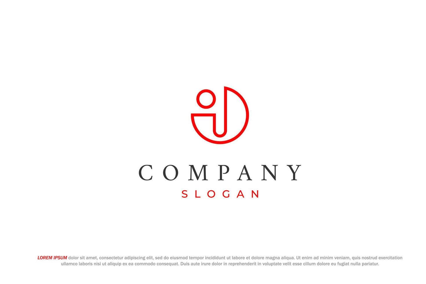 letter i and d red line logo vector