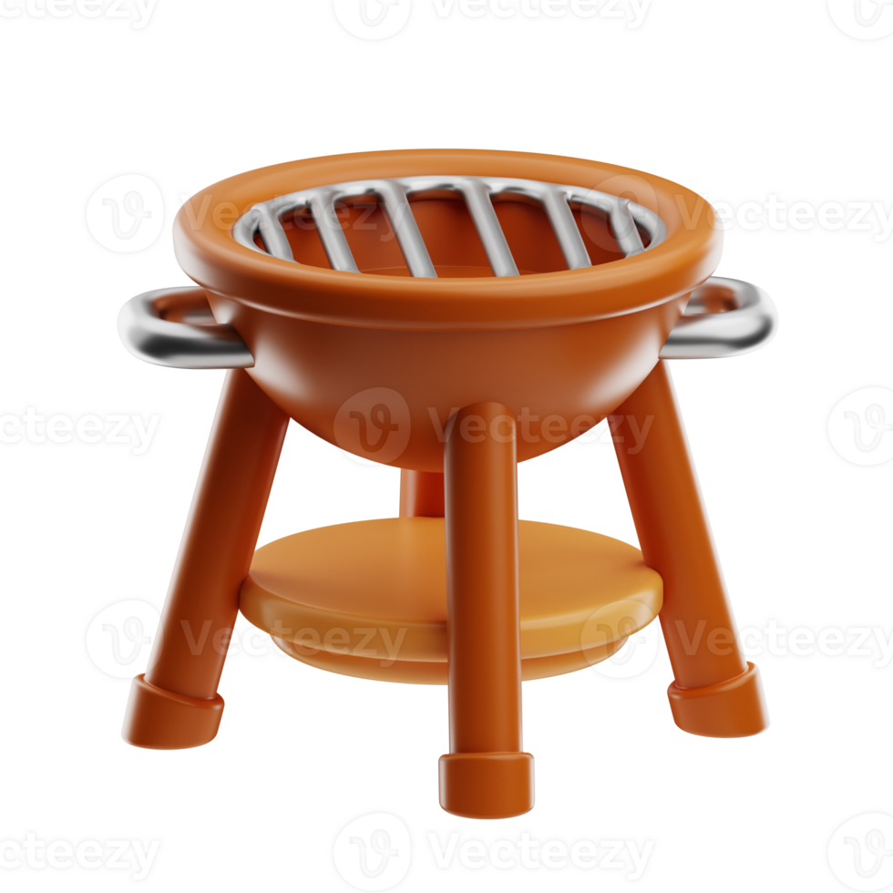 BBQ Grill camping illustration 3d png
